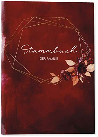 DeinWeddingshop Stammbuch der Familie - Familienstammbuch Hochzeit Standesamt - Watercolor Breeze Weinrot (16x21cm, Unpersonalisiert)
