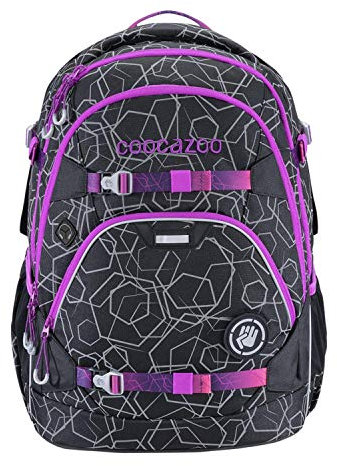 Coocazoo Schulrucksack ScaleRale „Laserreflect Berry“ schwarz-pink, ergonomischer Tornister, höhenverstellbar mit Brustgurt und Hüftgurt für Jungen ab der 5. Klasse, 30 Liter