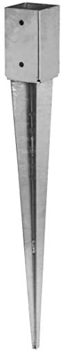 ADGO® - Supporto per pali per recinzione, 80 x 80 x 750 mm, zincato a caldo, manicotto di supporto per il pavimento, manicotto di ancoraggio in acciaio, colore: Argento