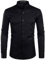 PARKLEES Chemise à manches longues pour homme - Couleur unie - Coupe ajustée - Facile à repasser - Col montant - Pour affaires - Loisirs, Noir pur., L