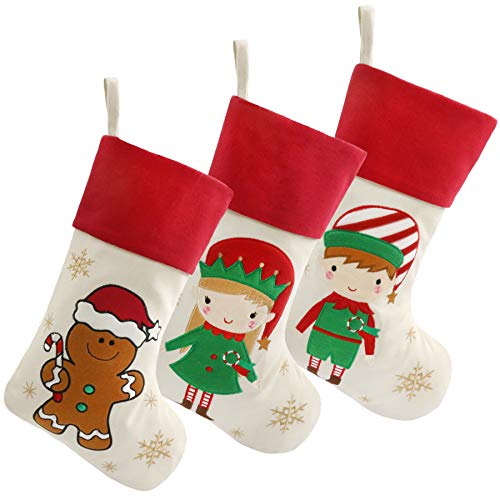 Bstaofy Schöne Weihnachtsstrümpfe, 3D-Plüsch-Leinen-Hängeetikett, Strick-Bordüre (Stil 1)