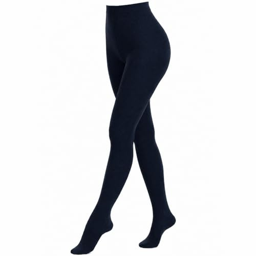 Weri Spezials Damenstrumpfhose Uni Glatte Blickdicht, Baumwolle in mehreren modernen Farben. (40-42, Marine)