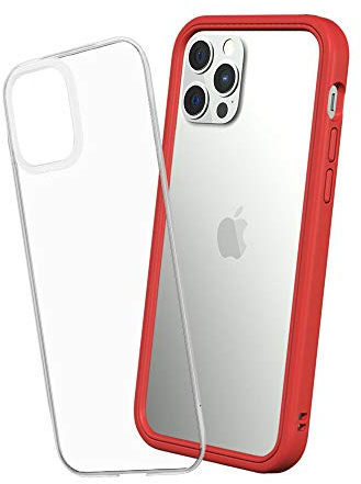 RhinoShield Modulares Case kompatibel mit [iPhone 12/12 Pro] | Mod NX - Anpassbare & stoßdämpfende Schutzhülle im schlanken Design - 3.5 Meter Fallschutz - Rot