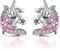 Einhorn Ohrringe Sterling Silber 925 Mädchen Kinder Ohrstecker, Einhorn Schmuck Geburtstag Geschenke für Frauen Tochter (Rosa)