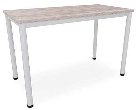 Dila GmbH Schreibtisch in verschiedenen Größen und Farben graues Metallgestell Konferenztisch Besprechungstisch (B: 120 cm x T: 60 cm, Eiche modern)