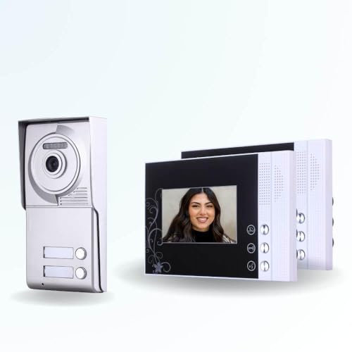 BT Security Portier interphone vidéo Classic 4 Fils - 2 Appartements - 2 écrans Noirs