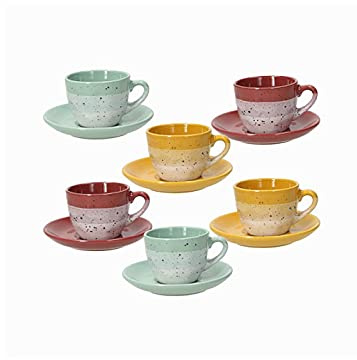 Tognana Louise Layers Set di 6 Tazze da Espresso in Porcellana Multicolore da 360 ml per Casa