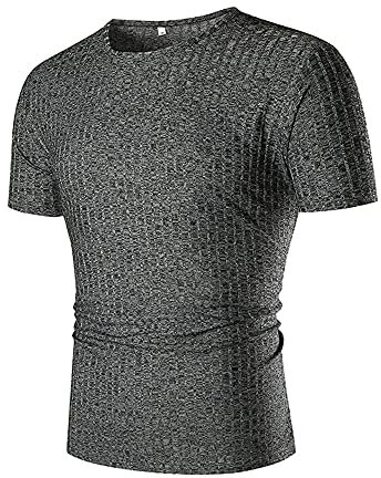 Shirt Herren Modern Regular Fit Einfarbig Tasche/Schnürung Herren T-Shirt Sommer Klassisch Mode Rundhals Herren Sportshirt Täglich Casual All-Match Kurzarm G-Black XL