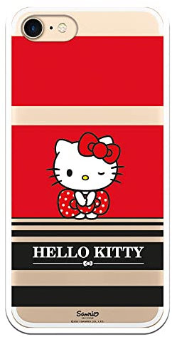 Personalaizer Original Case Compatible with iPhone 7 or iPhone 8 or SE 2020 with a Hello Kitty Red and Black Stripes design
