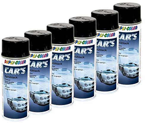 Lot de 6 bombes de peinture carrosserie aérosol Cars Dupli Color 385865 - Noir brillant - 400 ml