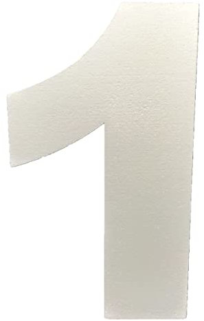 DecoPorex – Zahl 1 – 40 cm hoch, 5 cm dick, weißer Styropor für Event- und Wohnungsdekoration