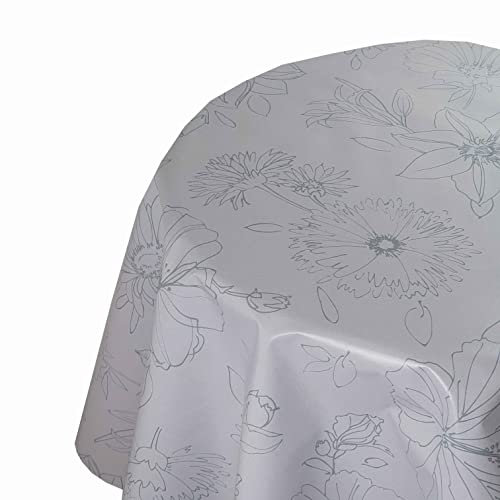 Wachstuch Tischdecke Wachstuchtischdecke Farbe und Größe wählbar d-c-fix Palmas Grau Rund 130 cm abwaschbare Gartentischdecke
