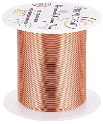 BENECREAT 26 Gauge/0.4mm 120M Schmuckdraht Handwerk Draht anlaufgeschützt Kupfer Perlendraht für die Schmuckherstellung liefert und Handwerk, Kupfer Farbe