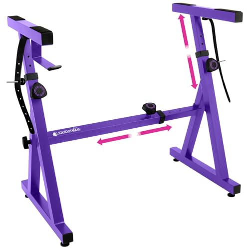 Liquid Stands Piano Keyboard Stand - Z Style Adjustable and Portable Heavy Duty Music Stand for Kids and Adults -Fits 54-88 Key Electric Pianos - Purple Sturdy Musical Keyboard Stand
