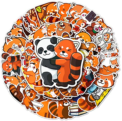 Red Panda Stickers (50 PCS), Gift for Children, Teens, Adults, Girl, Boys - Waterproof, Vinyl Stickers for Water Bottle, Scrapbook, Skateboard, Bike, Dairy