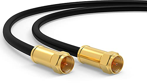 Cable SAT de 1,5m - Cable Satelital TV, Cable Antena Digital Coaxial para Internet - 2x Conector F, para Router, Modem - Cable Conexión HD, 4K UHD, DVB-S/S2 - Negro