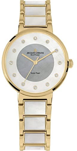 JACQUES LEMANS Damen-Uhren Analog Solar One Size, Gold 32023315