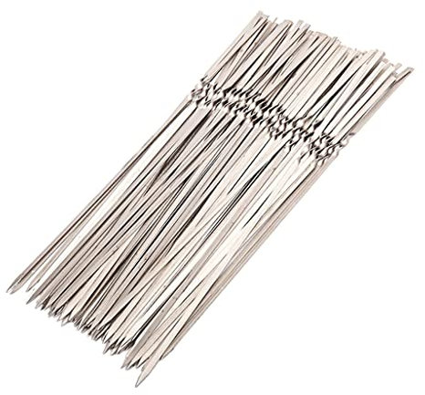misppro 35,6 cm Edelstahl-Grillspieße breit und flach Kebab BBQ Spieße Stick für Zuhause Outdoor Grillen BBQ – 50 Stück