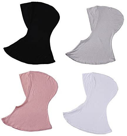 MOWEN 4-teiliges Set aus Kurzen Muslimischen Hüten, Elastische, Schweißabsorbierende Baumwolle