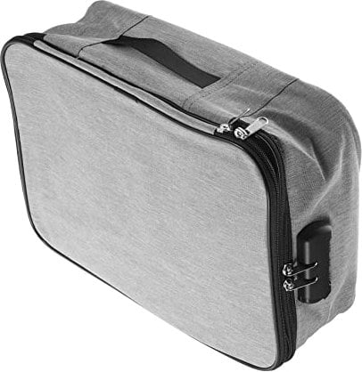 STOBOK Document Organizer Box File Bag Lock Multi-Layer Storage for Documents Bills and Receipts Grey Fabric for Home Office and Travel