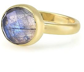 Runde Facettierte Labradorit Ring - Gold Gefüllt Lünette Ring - Fesselnder Blauer Flash-Edelstein-Ring - Klassische Stapelbar Ring für Frauen - Halbedelstein Perfekt als Geschenk