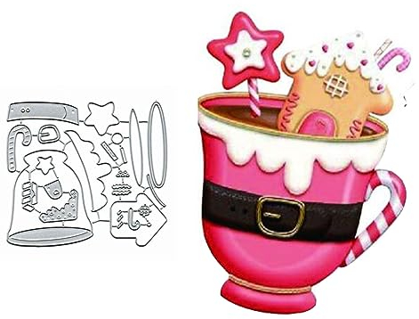 Metall-Stanzformen mit Weihnachtsschneeflocken-Motiv, Motiv: Frohe Weihnachten, Schneeflocke, Tasse, Stanzschablonen, DIY, Scrapbooking, dekorative Prägung, Papier, Scrapbooking, Kartenherstellung