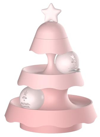 Cat Ball Track Toy, 3-Level Turntable Cat Toys Balls, Turntable Kitten Ball Track Toys with Catnip Balls, Christmas Tree Mini Carousel Cat Toys, Indoor Pet Toy, Interactive Cat Toy for Cat (pink)