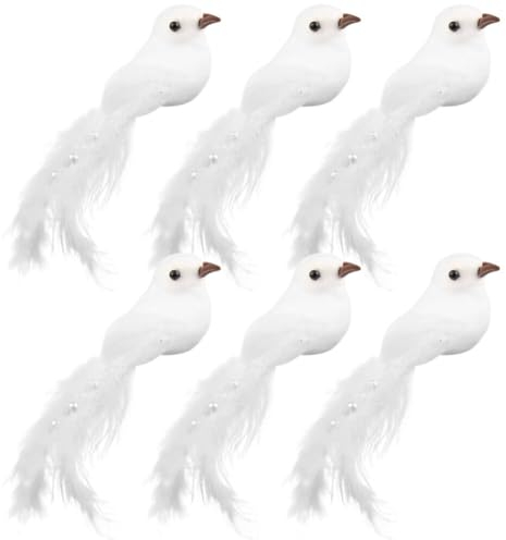 Zerodeko 6st Weißer Perlenvogel Künstliche Mini-vögel Gartenvögel Schmuck Vögel Miniaturen Künstliche Ostervögel Tauben Für Den Weihnachtsbaum Turteltaube Wohnkultur Tier Eisen Weiße Taube