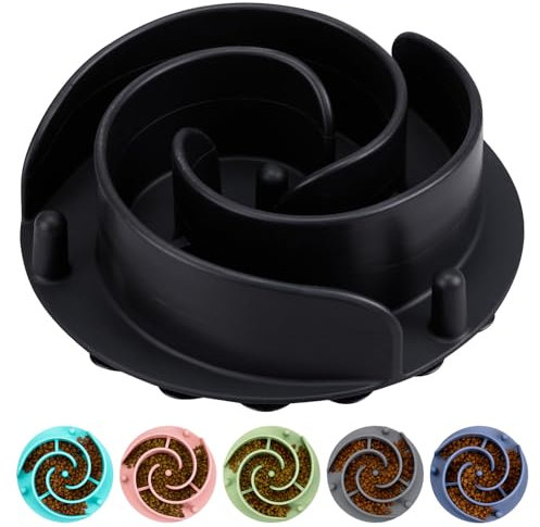 Slow Feeder Dog Bowls Insert, Bestalk Soft Silicone Slow Eating Feeder Insert with Suction Cups for Small, Medium and Large Dogs, Fit into Basic and Elevated Dog Bowls, Black