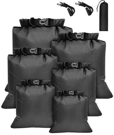 MOXTOYU Dry Bags Waterproof Set 6 Pack, Lightweight Large Capacity Dry Bags Waterproof Set in 8L 5L 3.5L 3L 2.5L 1.5L Organizer Storage Bags for Camping Outdoor Hiking Fishing Cycling Dry Sack(Black)