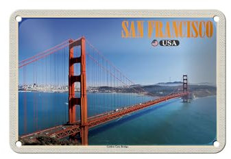 FEMER Blechschild Reise 18x12cm San Francisco USA Golden Gate Bridge Deko