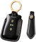 TECART Fit for Volkswagen Keychain Cover Véritable Cuir de Vache Porte-clés Cas, Noir, Deep black