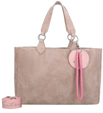 Fritzi Izzy Vintage Shopper Kunstleder Damen Handtasche Umhängetasche City vegan Etui Kordelschnur 29 x 42 x 15 cm – Rosa, Schwarz, Cognac, Olive, Grau, Beige, Pink, Blau, Curry, Rot, Anthrazit