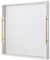 White Leather Large Ottoman Tray for Living Room,Stylish Square Decorative Tray for Coffee Table,Versatile Serving Trays with Handles for Party