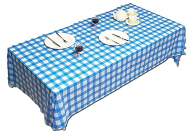 Tischdecke aus Kunststoff, 1 Stück Blau Weiß Karierte Tischdecken, Tischtuch Karo Blau Weiß, Wasserdicht Geburtstag Tischdecken, für Party, Kindergeburtstag, Hochzeit, Mehrfarbig, 140 * 272 CM
