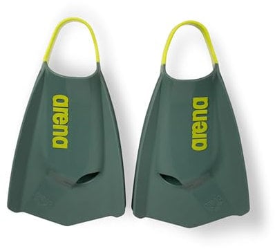 Arena Powerfin Pro II - Aletas de Entrenamiento de natación Unisex para Adultos y Hombres y Mujeres, Aletas de Silicona de Hoja Corta, Personalizadas, Color Salvia/Lima ártica, Talla 7.5-9