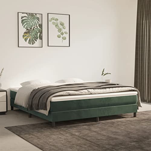 Sufrk Boxspringbett mit Matratze Boxspringbett Polsterbett Bettgestell Bett Mit Matratze Dunkelgrün 180x200 cm Samt