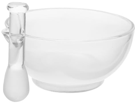 Okumeyr Juego De TazóN Y Mortero De Vidrio 150 Mm Laboratorio Y Cocina | Transparente, Base Antideslizante, Cocina Y Laboratorio, Resistente a Roturas