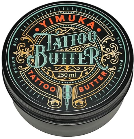 YIMUKA Tattoo Butter - Premium Tattoo Balm für Tägliche Pflege & Regeneration - 100% Natürliche Inhaltsstoffe, Bio, Vegan & Fair Trade (250ml)