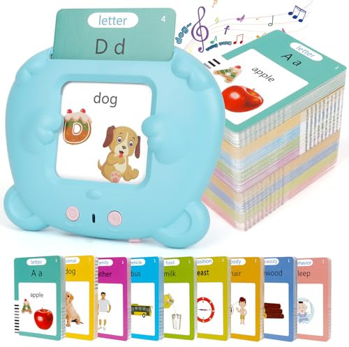 OWill Sprechende Lernkarten Englisch Montessori Spielzeug ab 2-6 Jahre mit 255 Blätter 510 Wörter Sprechende Flash Karten Lernspielzeug Autismus Spielzeug für Vorschul Jungen Mädchen