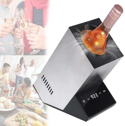 Enfriador de vino eléctrico - Enfriador de botellas de vino reutilizable - Enfriador de vino sin hielo para botellas de tamaño estándar - Enfriador de botellas de vino aislado,Silver