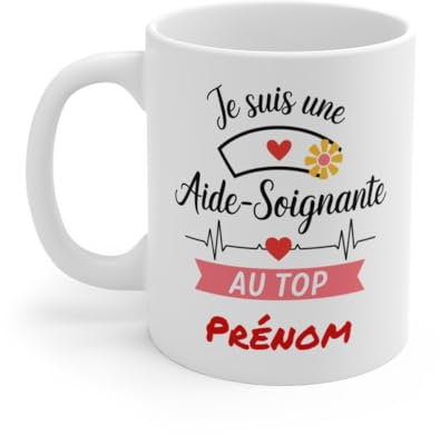 Mug Aide-Soignante Personnalisé avec Prénom – – Tasse de Reconnaissance pour Soignants en Céramique