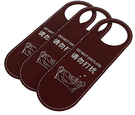 NUOBESTY 3pcs Door Hanging Ornaments Double-sided Hotel Sign Leather Material Perfect Party Decorations