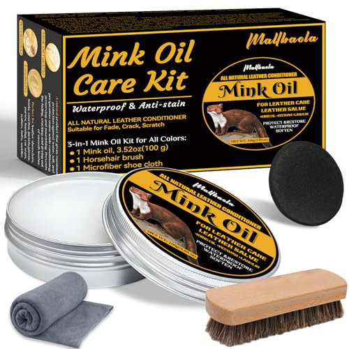 Entretien Cuir en Kit et Nettoyant 100 g, Cirage Incolore, Graisse de Phoque avec Formule Imperméabilisante Premium pour Assouplir et Restaurer Chaussures et Meubles en Cuir, Graisse de Chameau