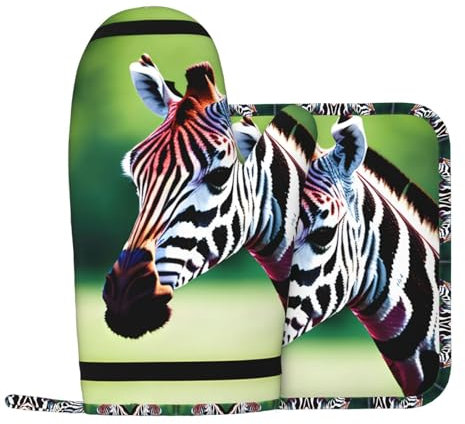 Zebra and Giraffe Silicone Oven Gloves and Pot Mat Cooking Multifunctional Oven Gloves Kitchen Supplies