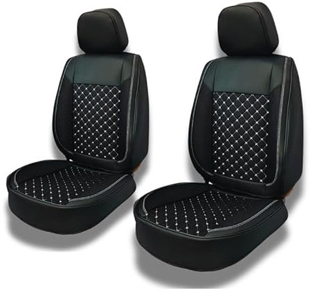 Autositzbezüge kompatibel mit VW Polo 9N 2001-2009 Passgenau - 13-delige Set | Kunstleder | Schwarz mit weißer Naht | Vorder- und Rücksitze - CLS101