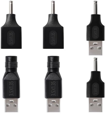 KUOQIY 6 Pezzi Adattatore di Alimentazione USB a DC, USB 2.0 A a DC 3.5x1.35 mm Connettore Barile di Carica Adattatore di Alimentazione Jack, per Dispositivo di Ricarica-USB DC 5V