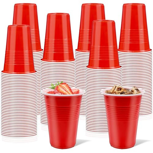 144 Pcs Red Party Cups, 16oz Plastic Party Cups Bulk, Large Drinking Cup for Wedding Birthday Parties Hen Stag Do Picnic BBQ (480 ml)