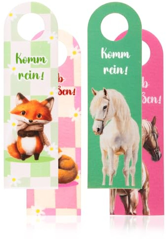 Bitte Nicht Stören Schild mit Niedlichen Tiermotiven, 2stück Originelles Türanhänger aus Filz mit Spruch Bleib Draußen - Komm Rein, Türklinke Türschild Kinderzimmer Deko Geschenk Teenager Ideal