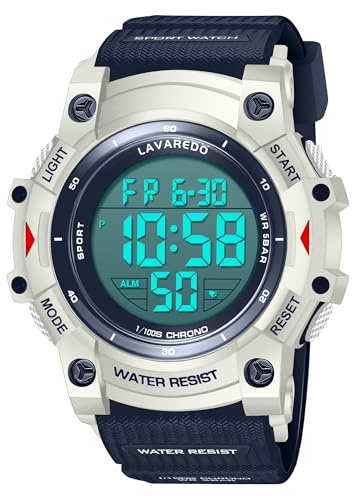 Timever Montre Digitale Sport Homme Bracelet Silicone Étanche 3 ATM LED | Alarme Chronomètre Date Éclairage Montre Numérique Homme Confortable pour Sport Entraînement Voyage et Usage Quotidien Voyage